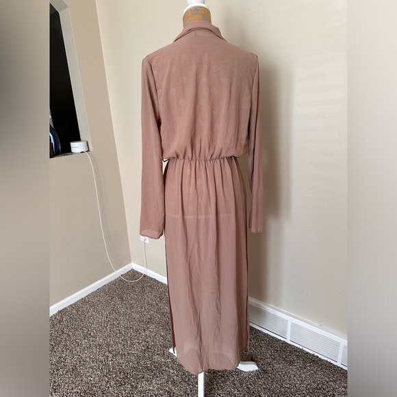 Naked wardrobe Sheer Long Sleeve Maxi Duster Dress - Picture 4 of 8
